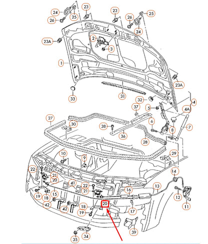 NEW AUDI A8 D3 ENGINE HOOD RELEASE CABLE SLEEVE LHD 4E0823539 ORIGINAL
