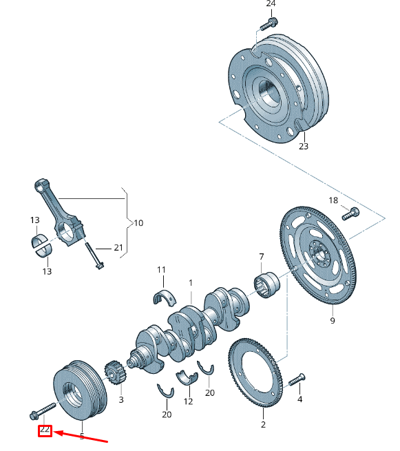 new audi q8 crankshaft vibration damper hexagon bolt wht009475 original