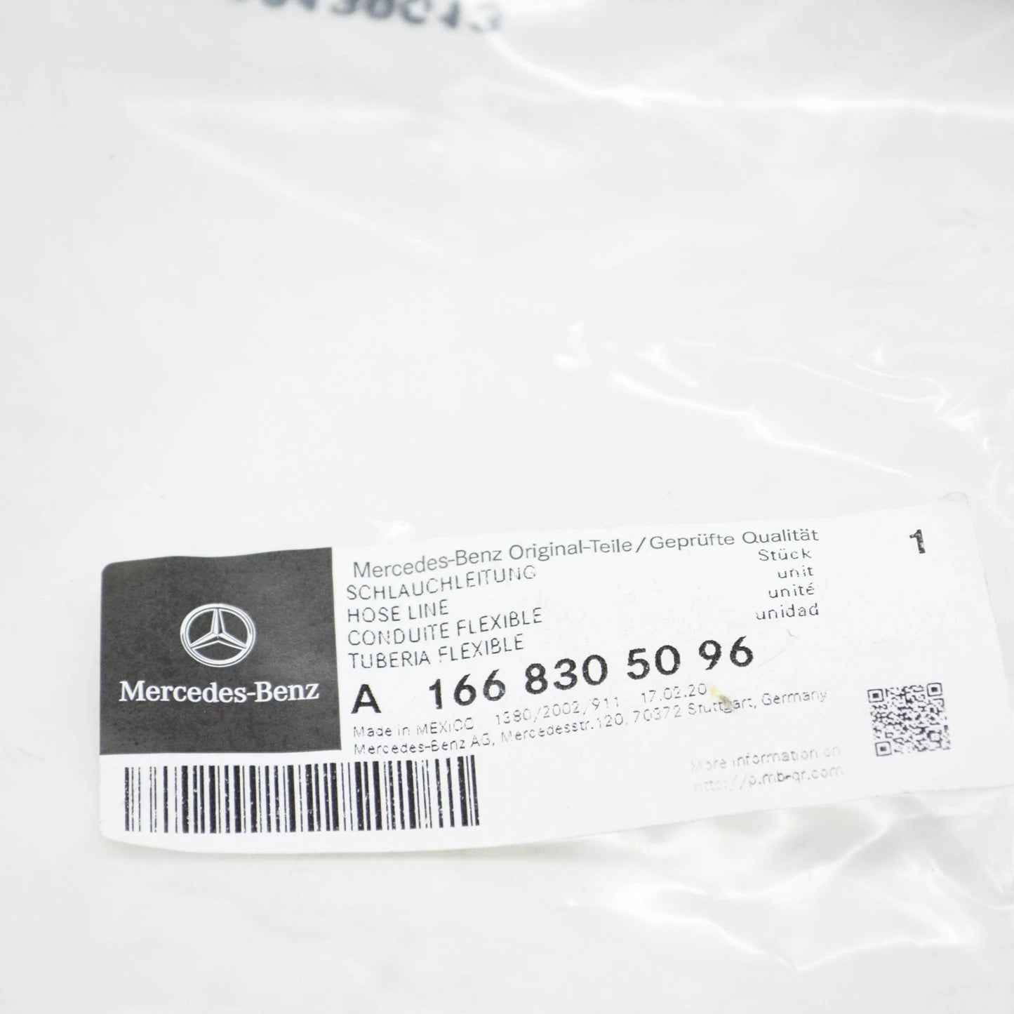 NEW MB GL X166 INTERMEDIATE PIECE TO WINDSHIELD TANK HOSE A1668305096 ORIGINAL