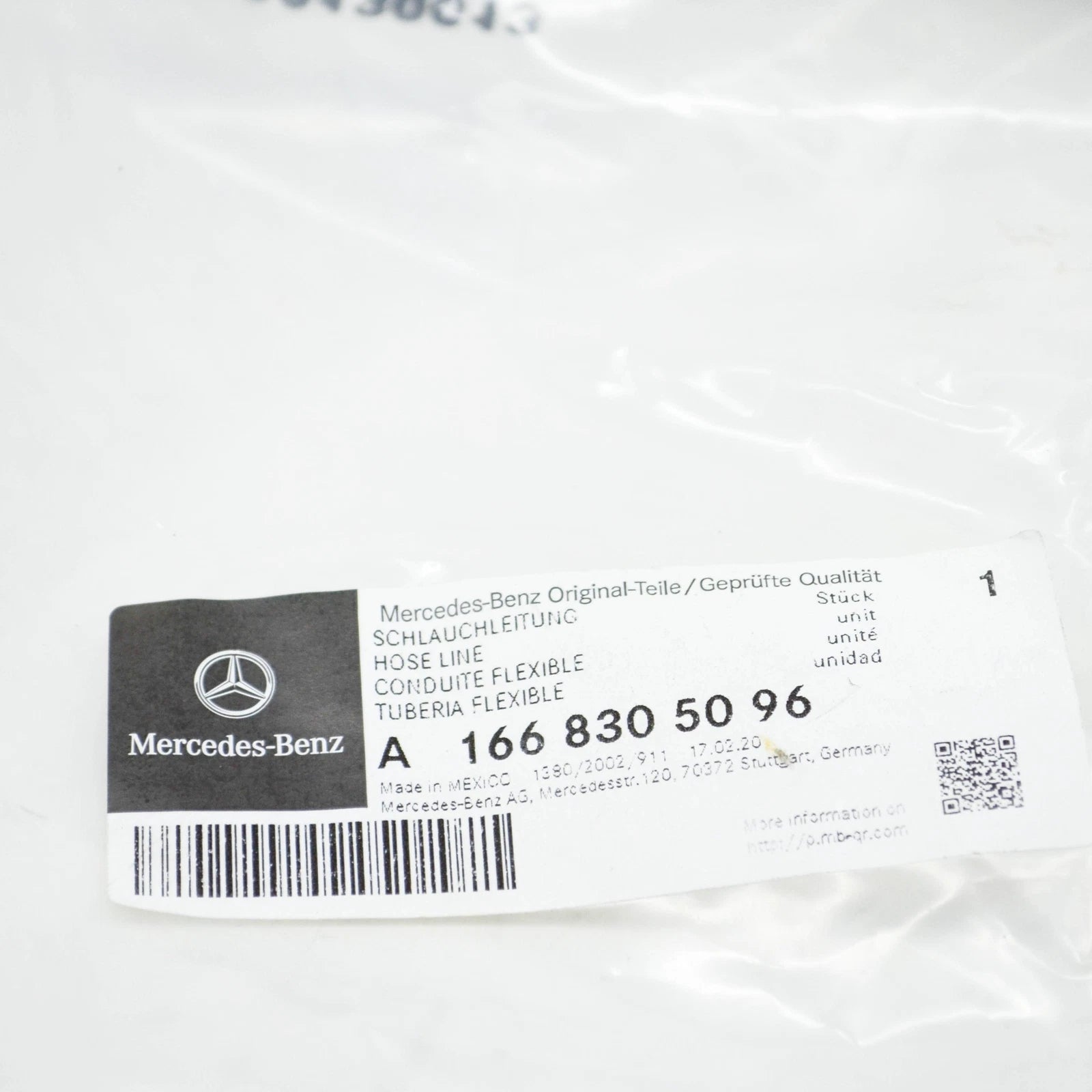 NEW MB GL X166 INTERMEDIATE PIECE TO WINDSHIELD TANK HOSE A1668305096 ORIGINAL