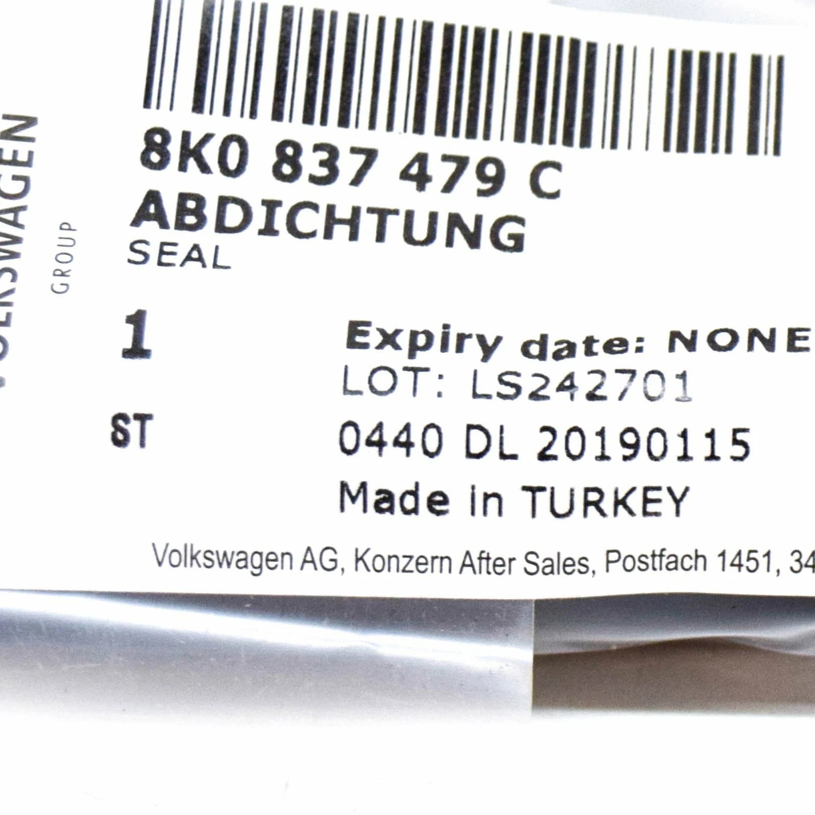 NEW AUDI A4 8K B8 FRONT LEFT INNER WINDOW SLOT SEAL TRIM 8K0837479C