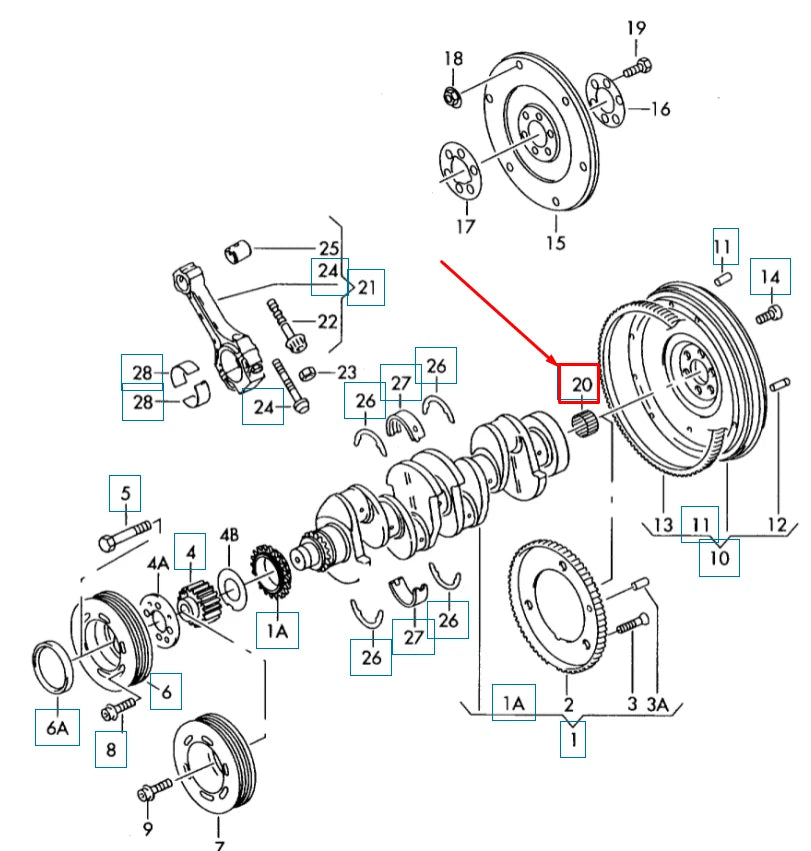 NEW AUDI A3 8V CRANKSHAFT NEEDLE BEARING 056105313C ORIGINAL