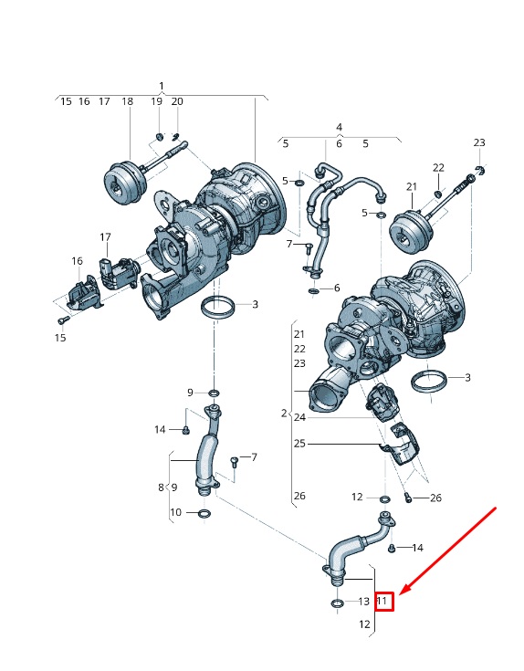 new audi q8 4mn left turbocharger oil return line 0p2145771 original