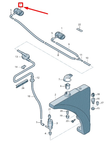 new audi tt 8j front left windscreen nozzle jet 8j0955987f original