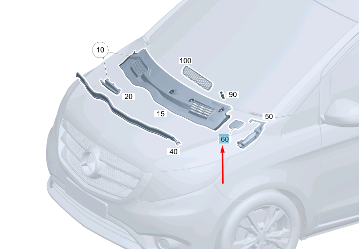 NEW MB VITO W447 FRONT WIPER COVER RIGHT TRIM A44788416749051 ORIGINAL