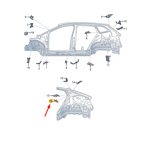 new skoda enyaq iv right outer c-pillar plate 5le864630a original