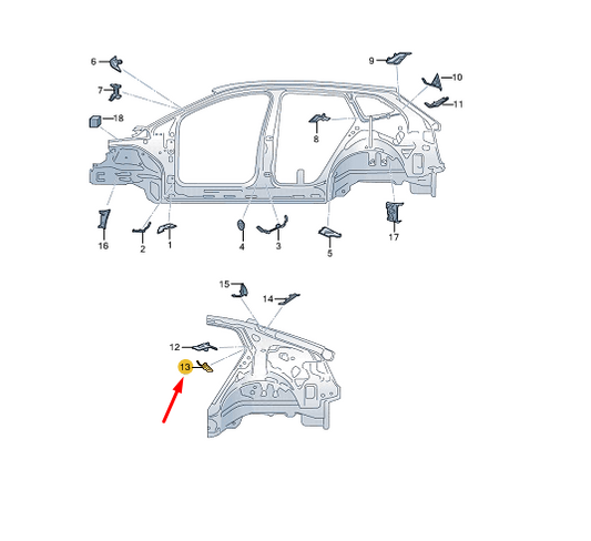 new skoda enyaq iv right outer c-pillar plate 5le864630a original