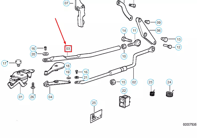 NEW BMW 3 CONVERTIBLE E30 FOLDING TOP PULL ROD 54348112787 ORIGINAL
