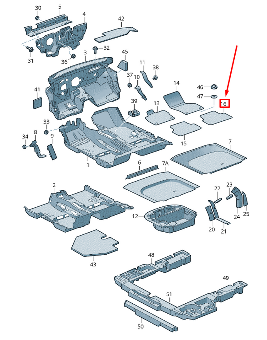 new skoda octavia 5e mk3 rear right floor mat 5e0864452bv0g original