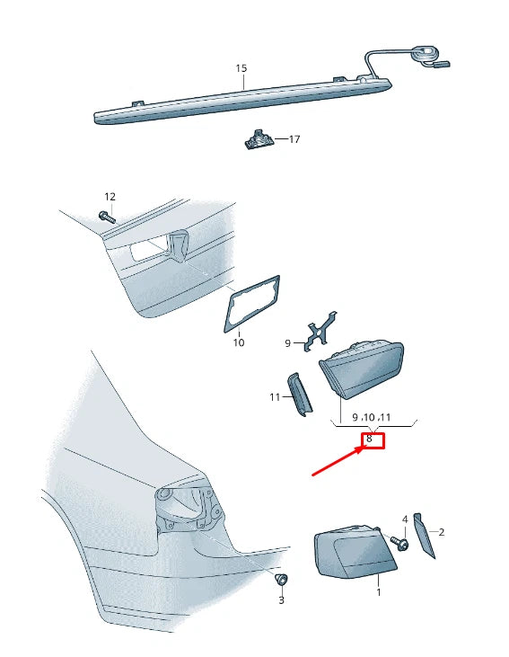 NEW AUDI A6 AVANT C7 REAR RIGHT SIDE TAILGATE TAILLIGHT 4G9945094F ORIGINAL
