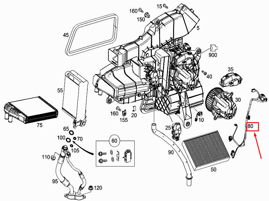 new mercedes-benz vito w447 heater electrical wiring harness a0008202403