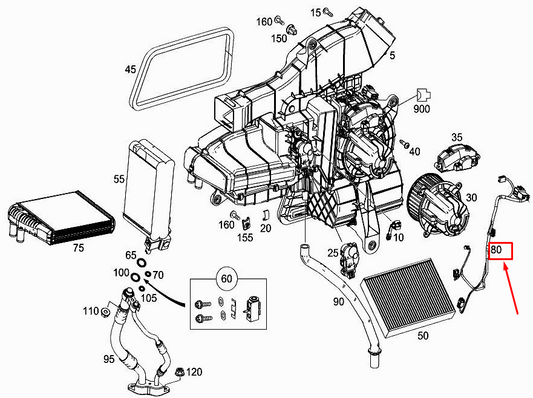 new mercedes-benz vito w447 heater electrical wiring harness a0008202403