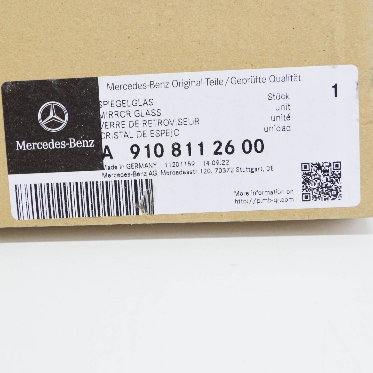 NEW MB SPRINTER W907 FRONT RIGHT DOOR MIRROR UPPER GLASS A9108112600 ORIGINAL