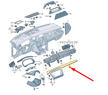 NEW VW ARTEON 3H7 DASHBOARD RIGHT UPPER MOLDING LHD 3G8854382AXVC ORIGINAL