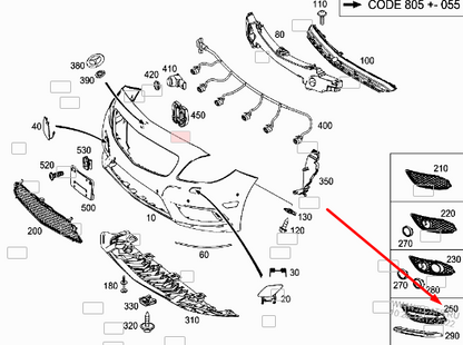 NEW MERCEDES-BENZ B W246 FRONT LEFT GRILL A2468852722 ORIGINAL