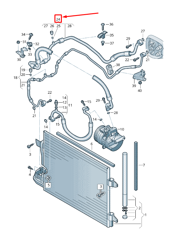 new vw caddy iv sa mk6 a/c refrigerant hose rhd 2k2820743a original