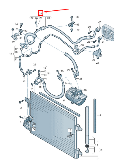 new vw caddy iv sa mk6 a/c refrigerant hose rhd 2k2820743a original