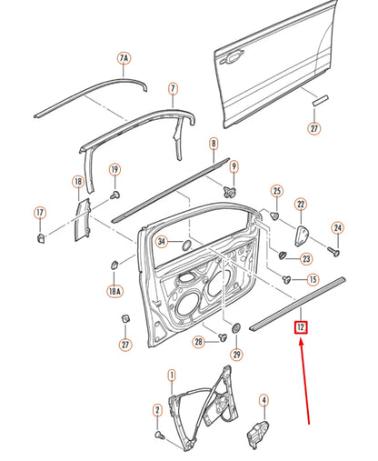 NEW VW GOLF 5K MK6 FRONT RIGHT INNER WINDOW SEAL TRIM 1K5837472D5AP