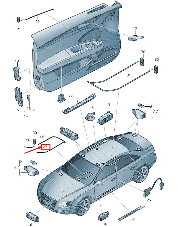 NEW AUDI A8 4H FRONT LEFT LIGHT BAR LHD 4H1947169