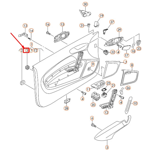 NEW AUDI A1 MK1 FRONT DOOR PANEL CLIP 7L6868243