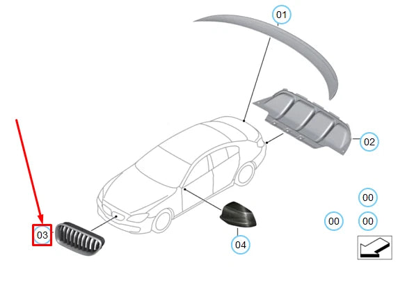 NEW BMW 6 M6 CONVERTIBLE F12 FRONT RADIATOR RIGHT M GRILLE 51712352810 ORIGINAL