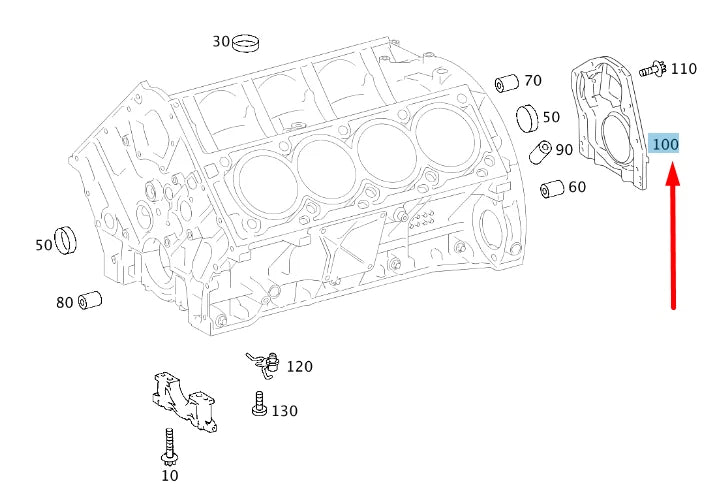 NEW MERCEDES-BENZ E W212 REAR CYLINDER CRANKCASE COVER A2730100814 ORIGINAL