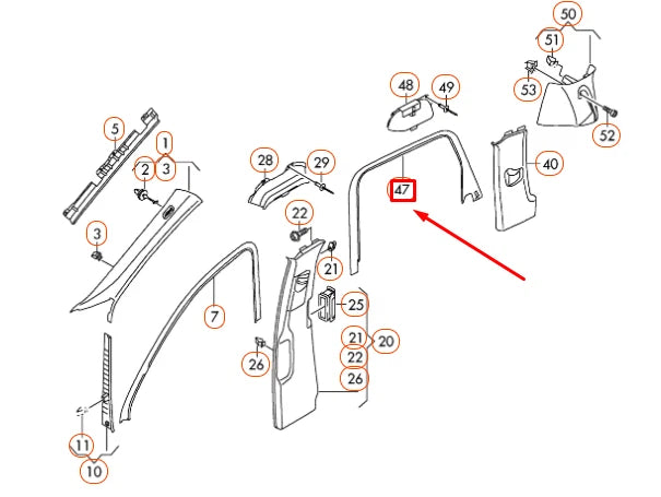 NEW VOLKSWAGEN TOUAREG 7P REAR RIGHT DOOR WINDOW FRAME TRIM 7P086768682V