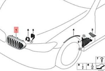 NEW BMW 5 G30 FRONT RIGHT KIDNEY GRILLE 51137473692 ORIGINAL