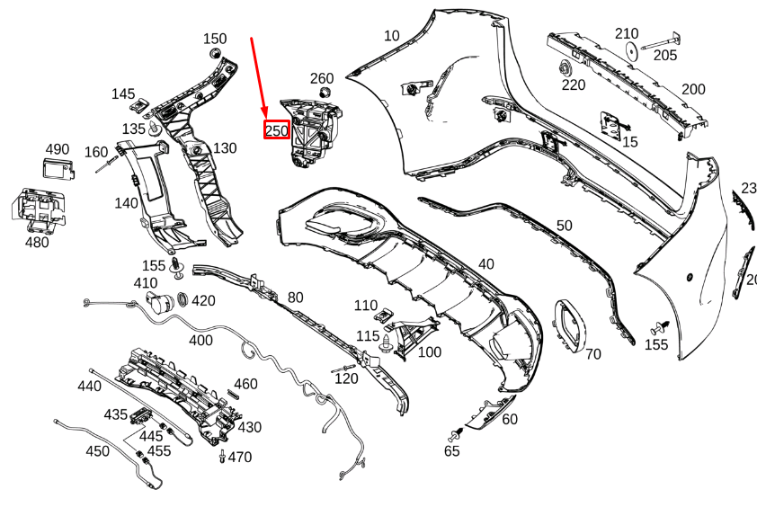 new mercedes-benz b w247 rear right bumper bracket a2478851900 original