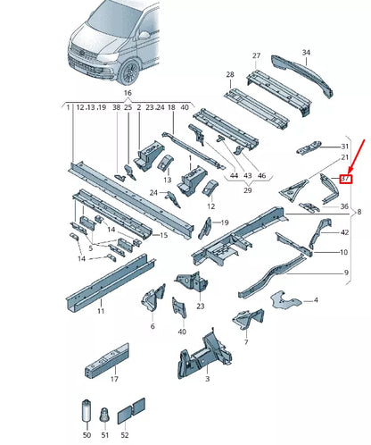 NEW VW TRANSPORTER VI T6 REAR RIGHT SUPPORT PLATE 7H0803696B