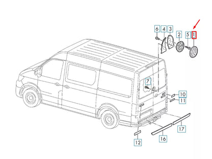 NEW VOLKSWAGEN CRAFTER MK2 SZ REAR UPPER EMBLEM BADGE 7C0853630BDPJ