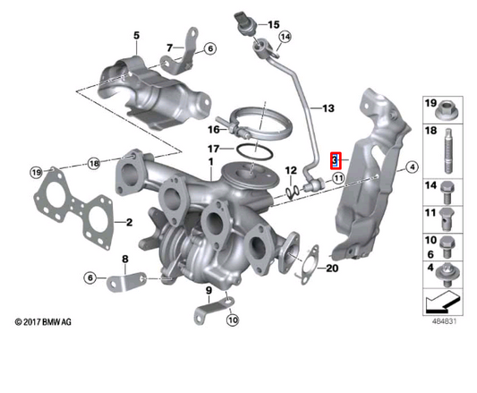 new bmw x1 f48 turbocharger heat protection shield 11628585808 original