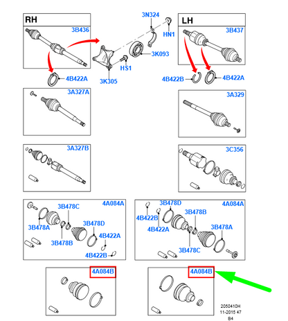 new ford focus mk2 front inner cv boot kit 1444323 3m51-4a084-kb original