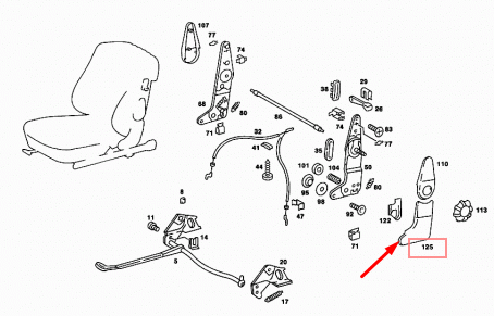 NEW MB SL R107 FRONT LEFT SEAT LOWER HINGE A1079131328 ORIGINAL