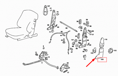 NEW MB SL R107 FRONT LEFT SEAT LOWER HINGE A1079131328 ORIGINAL