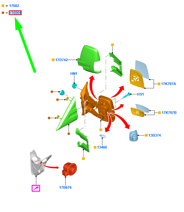 new ford transit mk4 front left door mirror triangle moulding 2016819 original