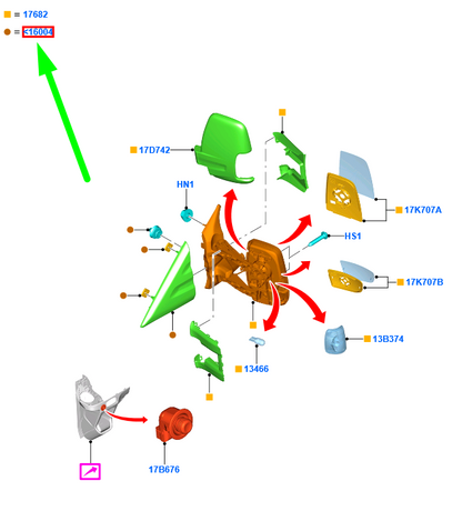 new ford transit mk4 front left door mirror triangle moulding 2016819 original