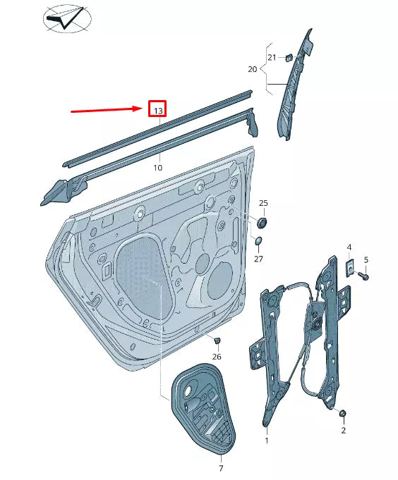 NEW VW ARTEON 3H REAR LEFT OUTER DOOR WINDOW APERTURE SEAL 3G8839475T041