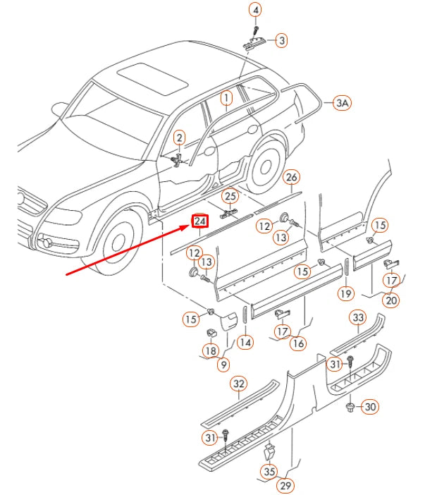 NEW VOLKSWAGEN TOUAREG 7L FRONT LEFT OUTER SILL TRIM STRIP 7L0853537C9B9