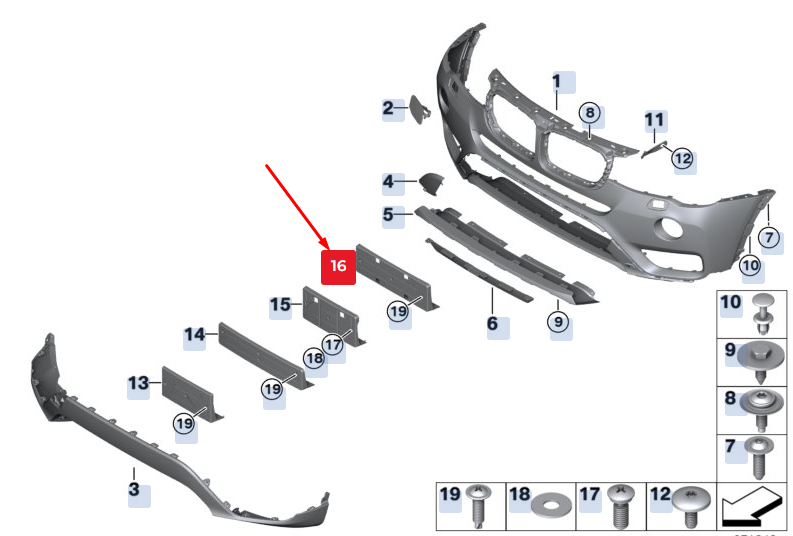 new bmw x3 f25 front bumper license plate holder 51117347973 7347973 original