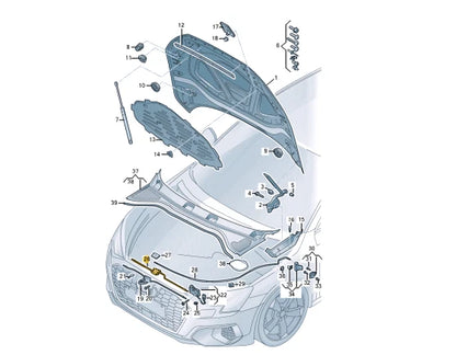 NEW AUDI A3 SPORTBACK 8Y FRONT BONNET HOOD CENTER CABLE 8Y0823531 ORIGINAL