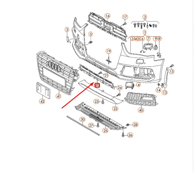 NEW AUDI A4 B8 FRONT BUMPER LOWER CENTRE GRILLE 8K0807647B ORIGINAL