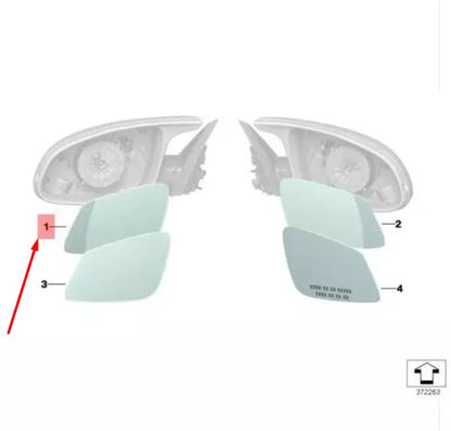 NEW BMW 3 F30 LEFT HEATED WIDE-ANGLE MIRROR GLASS 51168059567 8059567 ORIGINAL