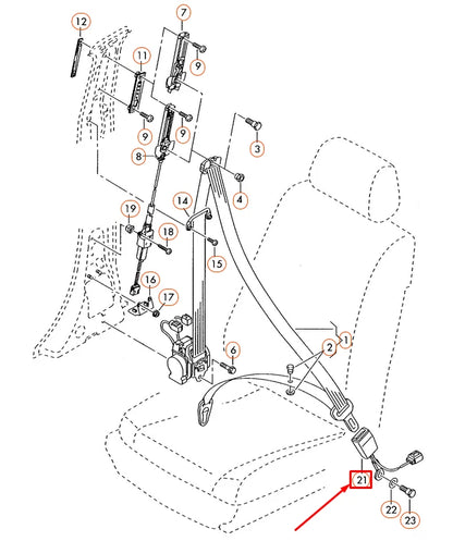 NEW VOLKSWAGEN TOUAREG 7L FRONT LEFT SEAT BELT LATCH 7L6857777FYLZ
