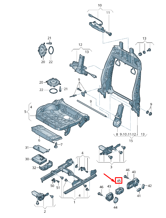 new audi a8 4h front right lumbar control switch 4h0959918bv58 original