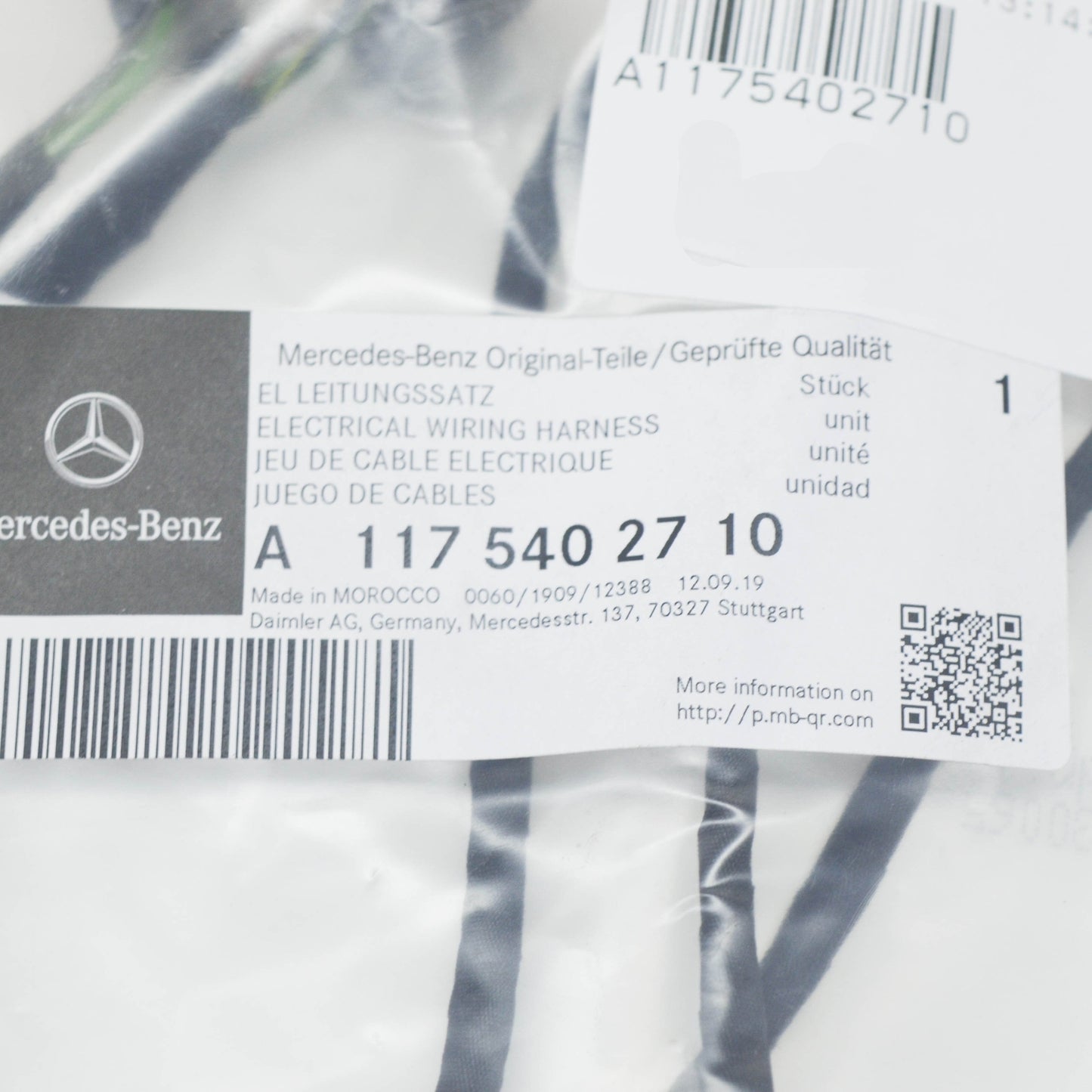 NEW MERCEDES-BENZ CLA COUPE C117 FRONT PARKING SENSORS HARNESS A1175402710