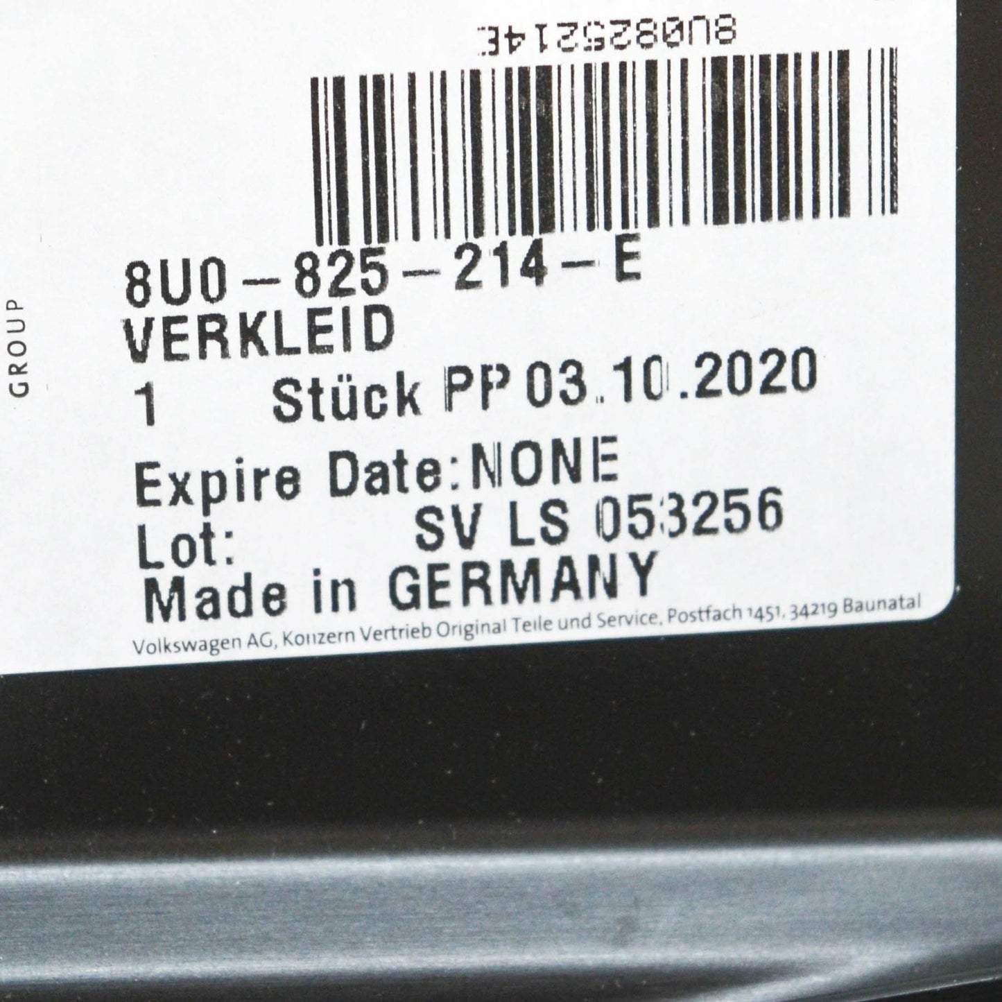 NEW AUDI Q3 8U REAR RIGHT OUTER UNDERBODY TRIM 8U0825214E ORIGINAL