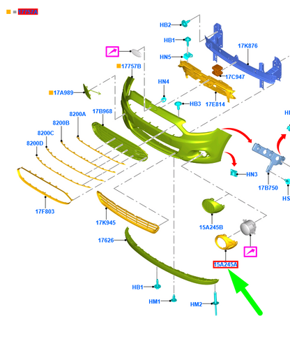 new ford ka mk3 front right fog lamp trim bezel 1943052 e4b5-15a298-db original