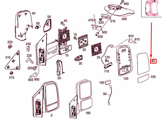 NEW MB SPRINTER 906 FRONT RIGHT DOOR MIRROR TOP GLASS A0028115733 ORIGINAL