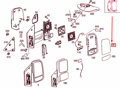 NEW MB SPRINTER 906 FRONT RIGHT DOOR MIRROR TOP GLASS A0028115733 ORIGINAL